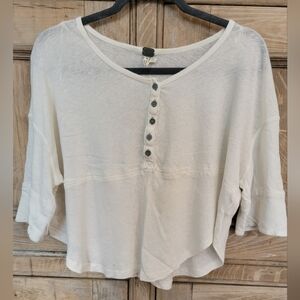 We The Free Cropped White Short Sleeve Tee